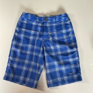 Nike Golf Dri-Fit Blue & White Plaid Shorts Size Small Kids